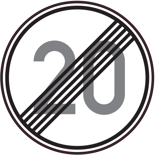 Autocollant Panneau Indication Fin Limitation Vitesse 20km/h