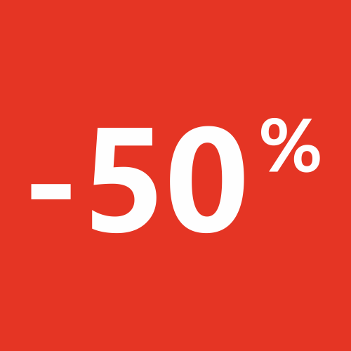 Autocollant Soldes 50% Carré Rouge
