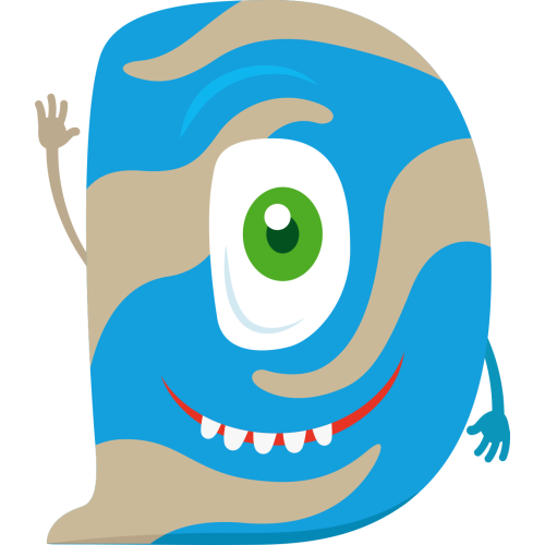 Autocollant Alphabet Monstre Enfant Lettre D