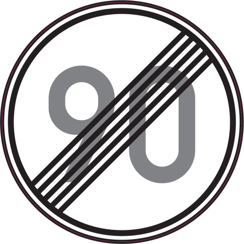 Autocollant Pannepanneau Indication Fin Limitation Vitesse 90km/h
