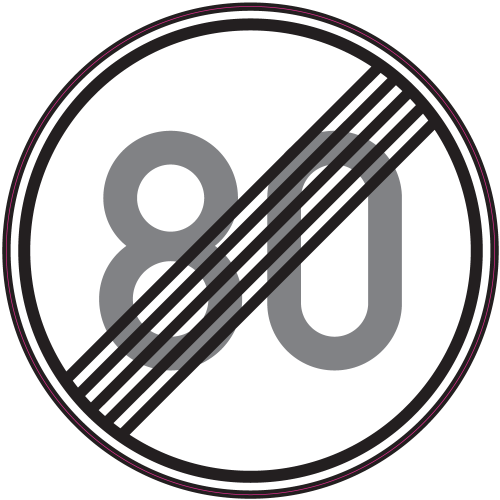 Autocollant Panneau Indication Fin Limitation Vitesse 80km/h