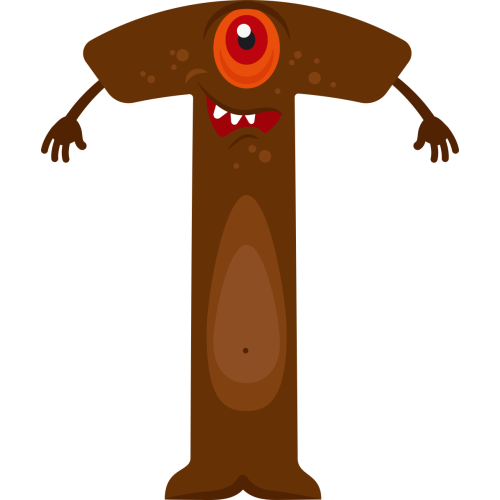 Autocollant Alphabet Monstre Enfant Lettre T