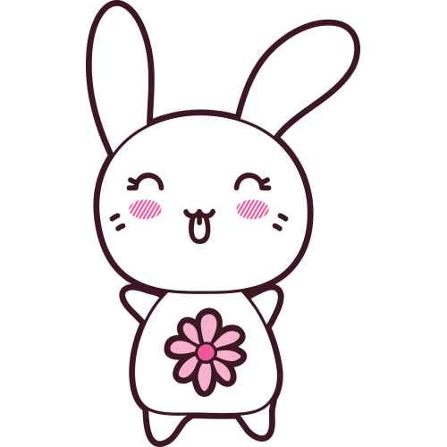 Autocollant Lapin Kawai Manga Fleurs