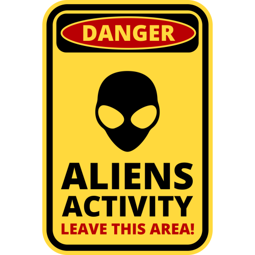 Autocollant Panneau Danger Alien
