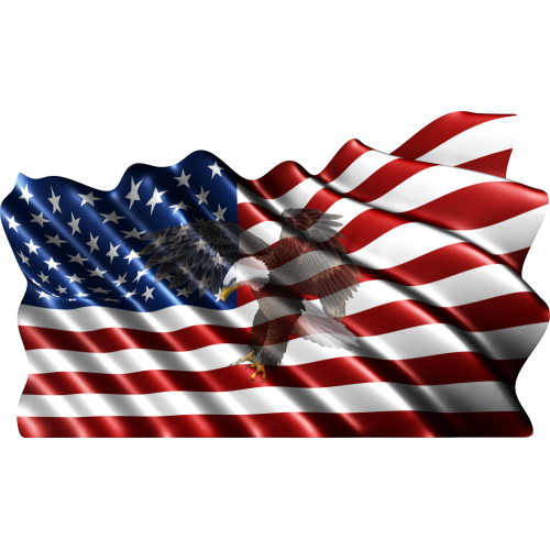 Autocollant Drapeau Américain Aigle