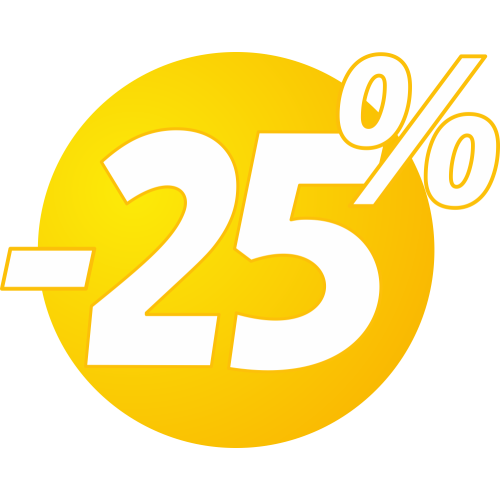 Autocollant Soldes 25% Bulles Jaunes