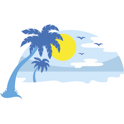 Autocollant Vacances Plage Bleu