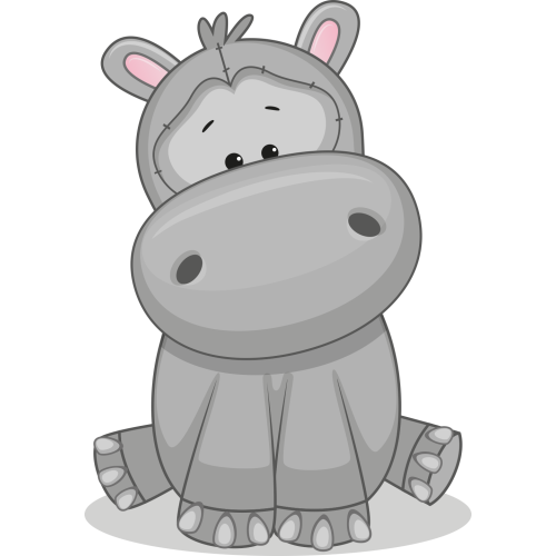 Autocollant Mignon Hipopotame