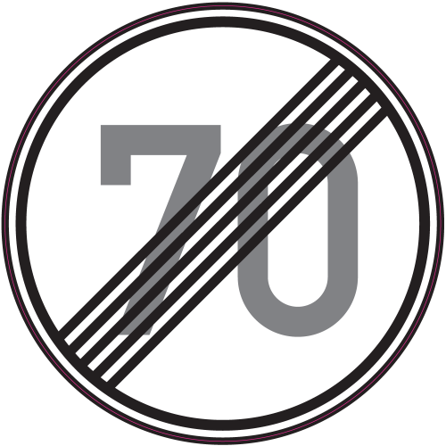 Autocollant Panneau Indication Fin Limitation Vitesse 70km/h
