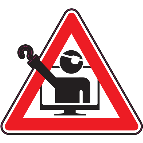 Autocollant Panneau Danger Pirate Informatique