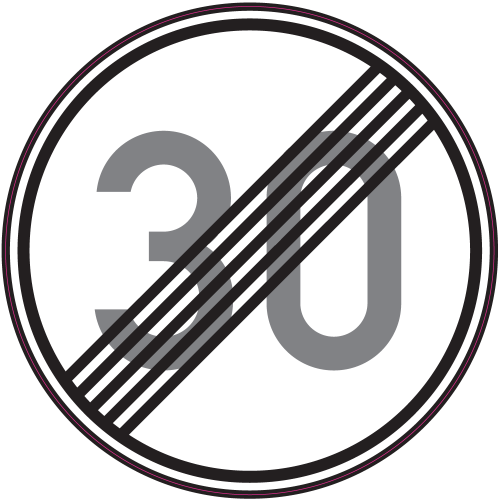 Autocollant Panneau Indication Fin Limitation Vitesse 30km/h
