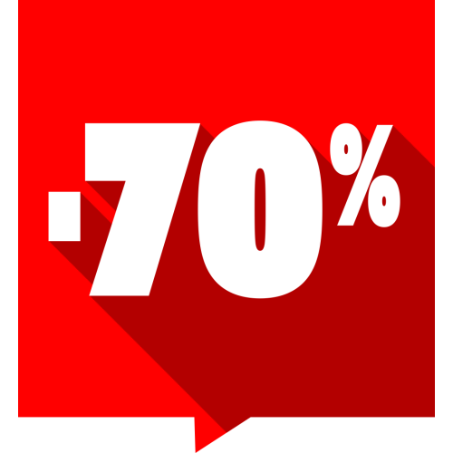 Autocollant Soldes -70% Carré Rouge 1