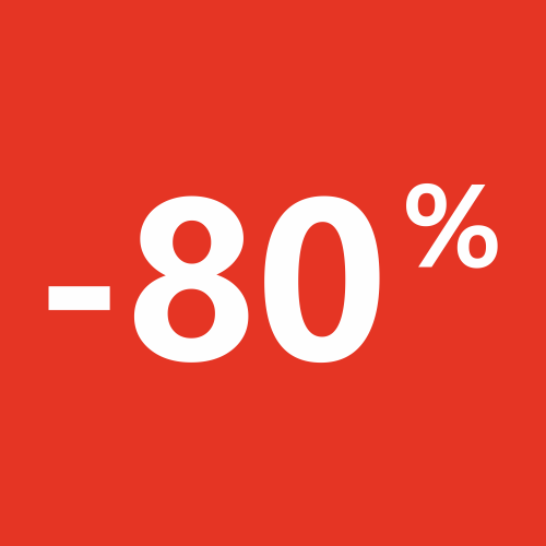 Autocollant Soldes 80% Carré Rouge