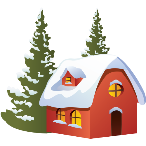 Autocollant Déco Noel Chalet Avec Ses Sapins