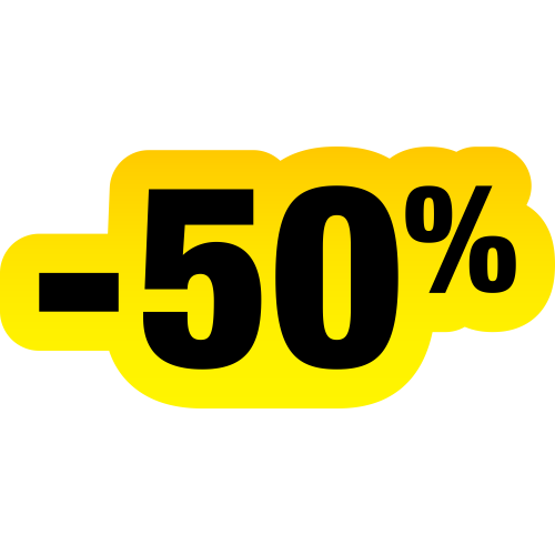 Autocollant Soldes Jaunes Et Noir -50%