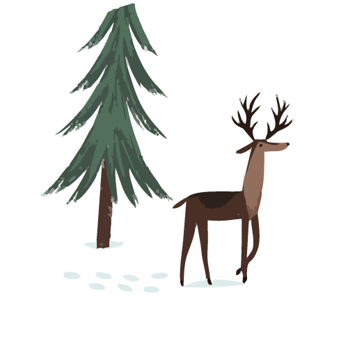 Sticker Renne Et Sapin