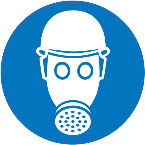 Autocollant Panneau Obligation Porter Casque De Sécurité Et Masque Anti-gaz