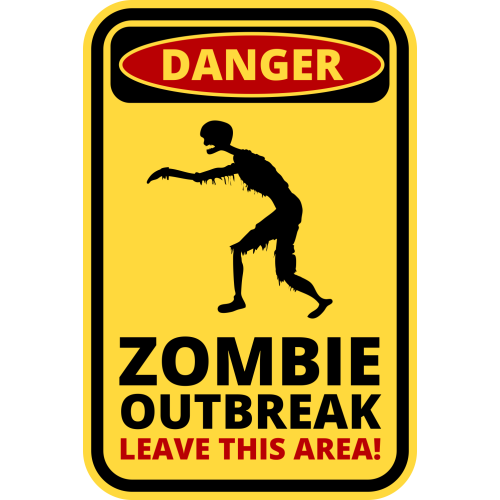 Autocollant Panneau Danger Zombie