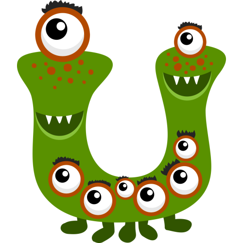 Autocollant Alphabet Enfant Monstre U