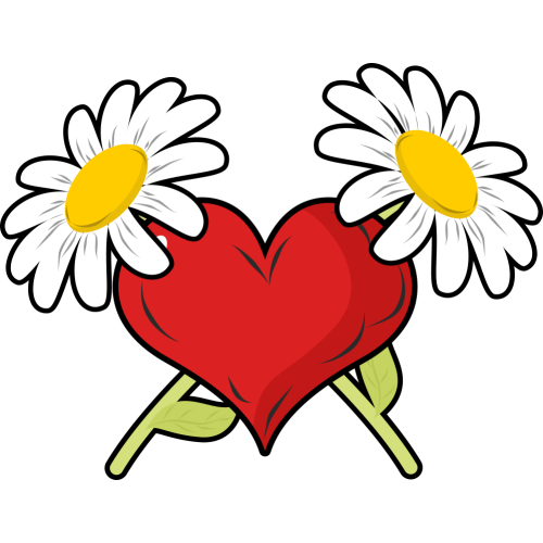 Autocollant Fleur 2 Marguerites Coeur