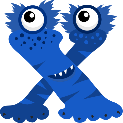 Autocollant Alphabet Enfant Monstre X