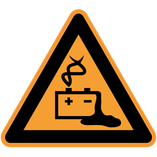 Autocollant Panneau Danger Risque De Fuite De Batteries