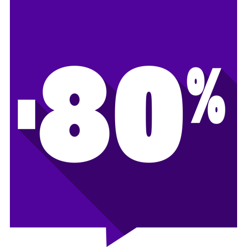 Autocollant Soldes -80% Carré Couleurs