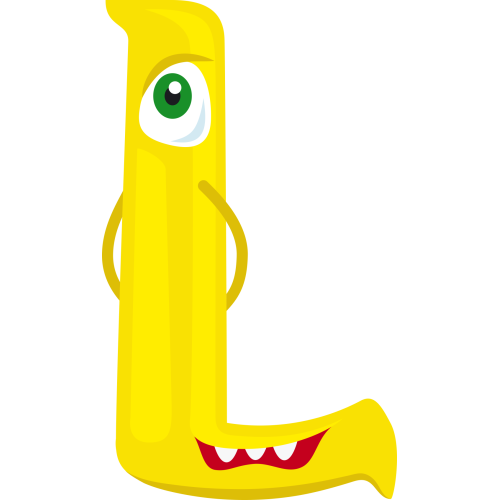 Autocollant Alphabet Monstre Enfant Lettre L