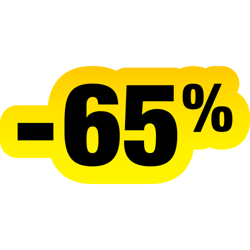 Autocollant Soldes Jaunes Et Noir -65%