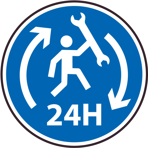 Autocollant Panneau Obligation Réparation 24h/24