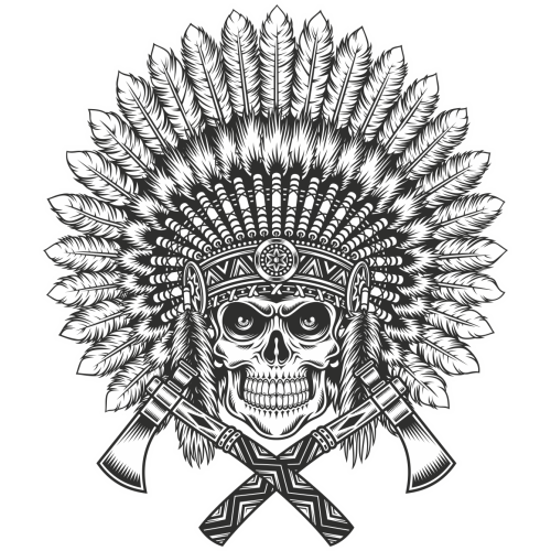 Autocollant Indien Skull