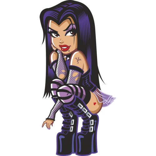 Autocollant Pin Up Sexy Gothique Accroupie