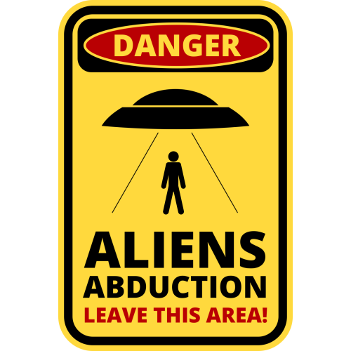 Autocollant Panneau Danger Alien Enlèvement