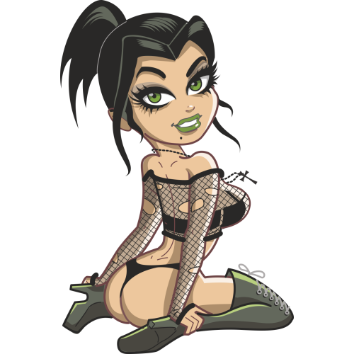 Autocollant Pin Up Sexy Punk