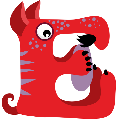 Autocollant Alphabet Enfant Monstre E