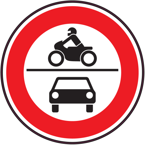 Autocollant Panneau Interdiction Aux Motos Et Voitures