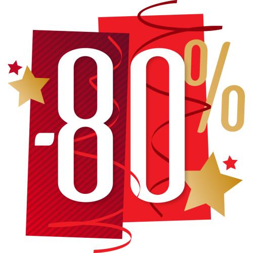 Autocollant Soldes Fêtes -80%