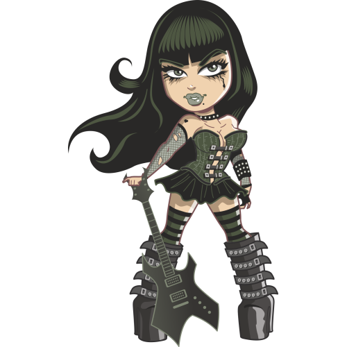 Autocollant Pin Up Sexy Guitare Gothique