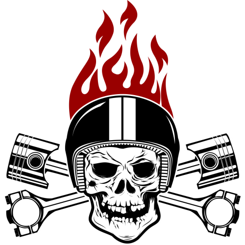 Autocollant Tête De Mort Racing Flamme