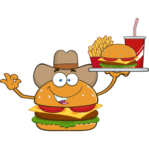 Autocollant Fast Food Hamburger Mascotte 2