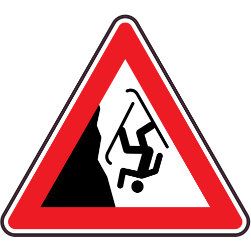 Autocollant Panneau Danger Chute à Ski