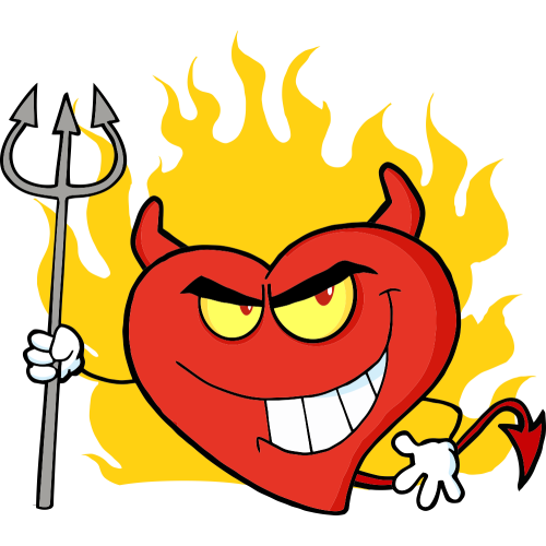 Autocollant Diable Coeur Flammes
