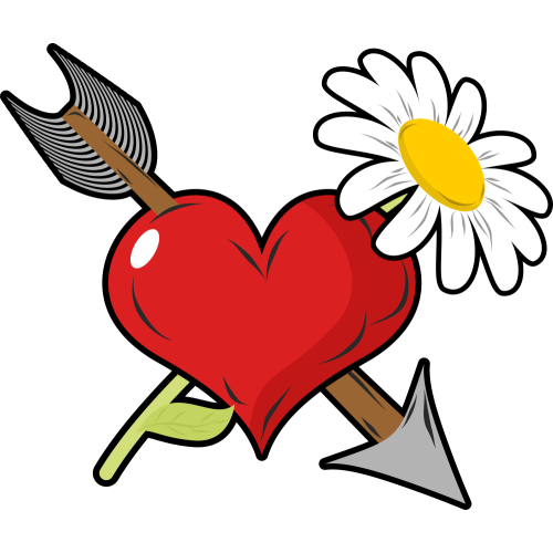 Autocollant Coeur Flèche Marguerite