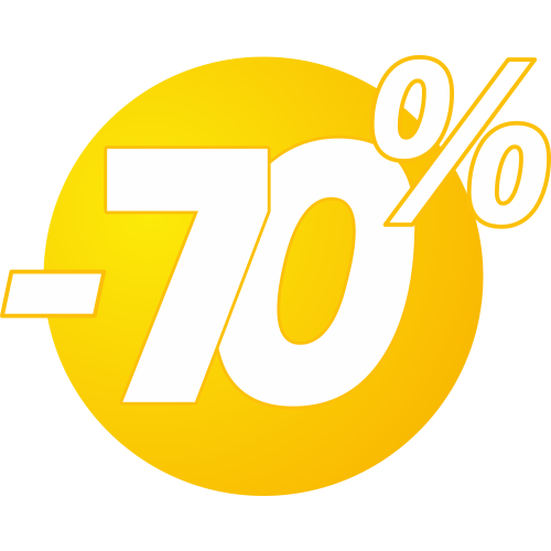 Autocollant Soldes 70% Bulles Jaunes