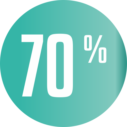 Autocollant Soldes 70% Cercle Bleu