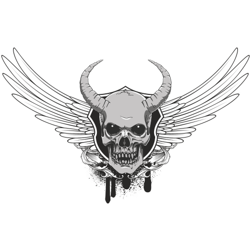 Autocollant Tête De Mort Devil Aile Diable