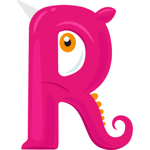 Autocollant Alphabet Monstre Enfant Lettre R