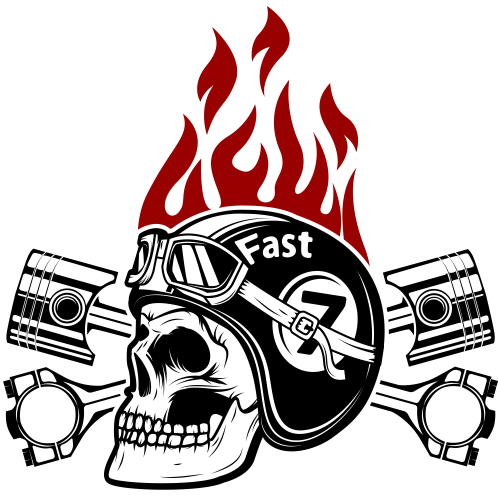 Autocollant Tête De Mort Racing Flamme