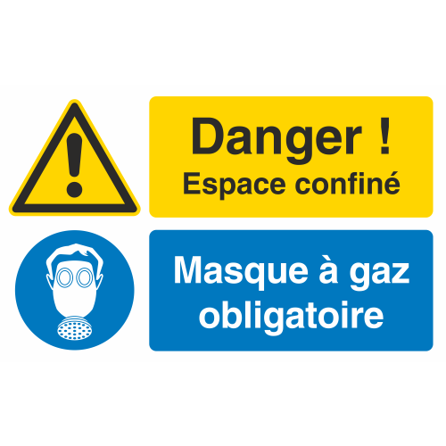 Autocollant Espace Confiné / Masque à Gaz Obligatoire