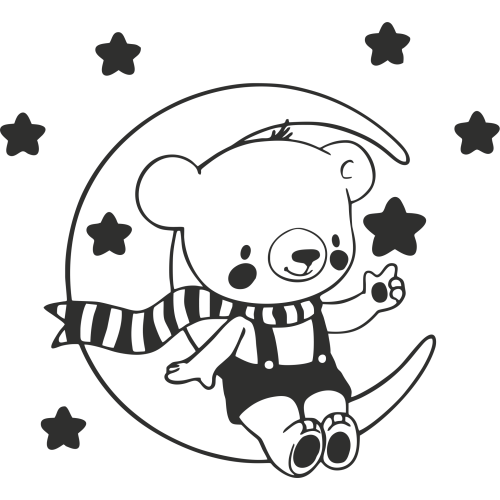Sticker Ourson Sur La Lune